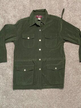 Denim & Co. Women's Stretch Velveteen Long Jacket Dark Green SZ Small